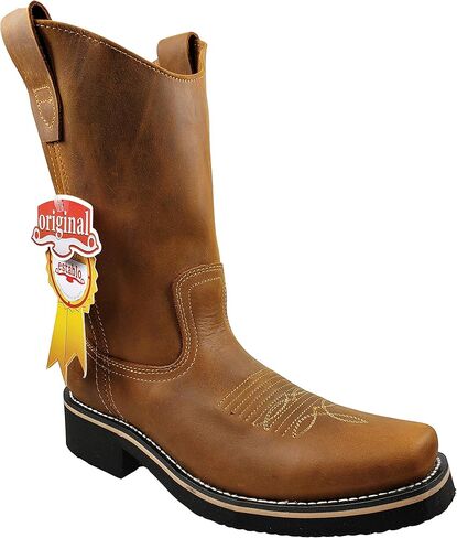 Establo Men's Work Boots Genuine Crazy Leather Color Mango in Kuwait