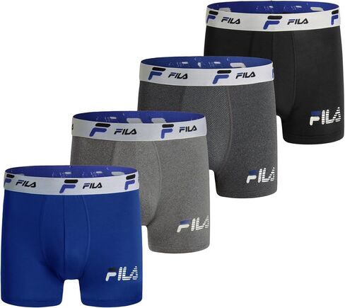 Fila Men's 4" Trunk No Fly Front with Pouch, Jersey & Mesh, 4-Pack in Kuwait