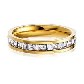 حلقات متراصة من التيتانيوم مربعة الشكل ومربعة من الزركونيا ومطلية بالذهب عيار 18 قيراط in Kuwait