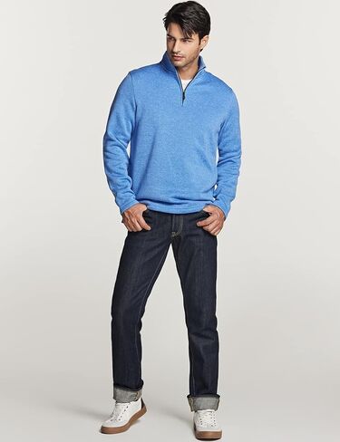 TSLA Men's Quarter Zip Thermal Fleece Lined Sweater, Winter Lightweight Soft Pullover Collar Sweatshirt in Kuwait