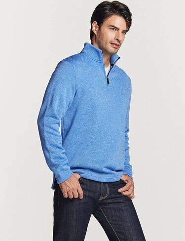 TSLA Men's Quarter Zip Thermal Fleece Lined Sweater, Winter Lightweight Soft Pullover Collar Sweatshirt in Kuwait