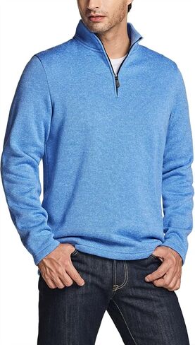TSLA Men's Quarter Zip Thermal Fleece Lined Sweater, Winter Lightweight Soft Pullover Collar Sweatshirt in Kuwait