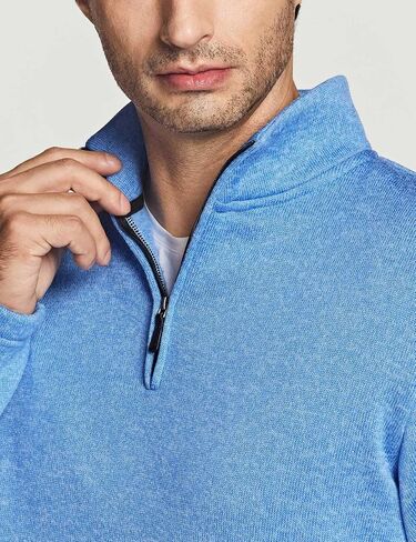 TSLA Men's Quarter Zip Thermal Fleece Lined Sweater, Winter Lightweight Soft Pullover Collar Sweatshirt in Kuwait
