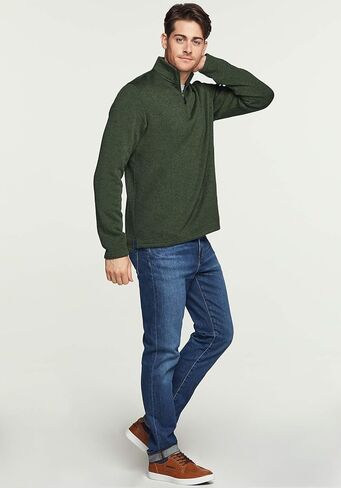 TSLA Men's Quarter Zip Thermal Fleece Lined Sweater, Winter Lightweight Soft Pullover Collar Sweatshirt in Kuwait