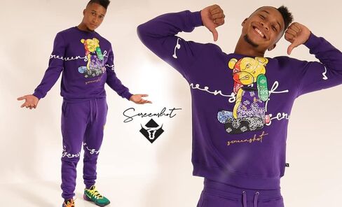 سترة SCREENSHOT الرجالية Urban NYC Hip Hop Premium Fleece - بلوفر نشط ملابس الشارع العصرية برقبة دائرية in Kuwait