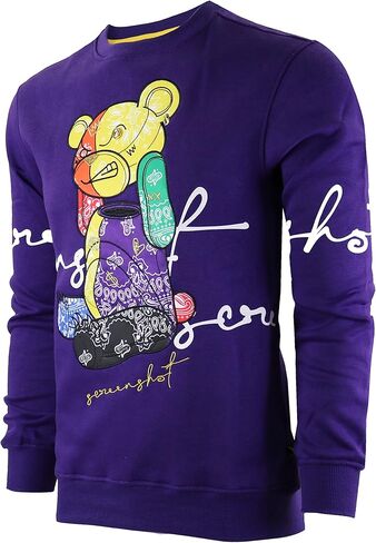 سترة SCREENSHOT الرجالية Urban NYC Hip Hop Premium Fleece - بلوفر نشط ملابس الشارع العصرية برقبة دائرية in Kuwait