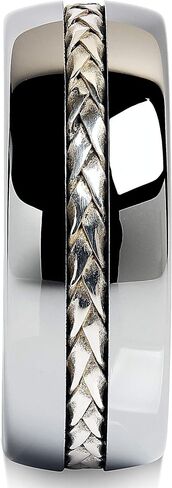 100S JEWELRY 8mm Men's Tungsten Carbide Ring Silver Rope Inlay Wedding Band Size 8-16 Comfort Fit in Saudi Arabia