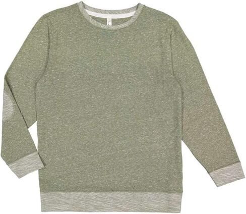 LAT Adult Unisex Harborside Mélange French Terry Crew Neck w/Elbow Patches (6965) in Kuwait