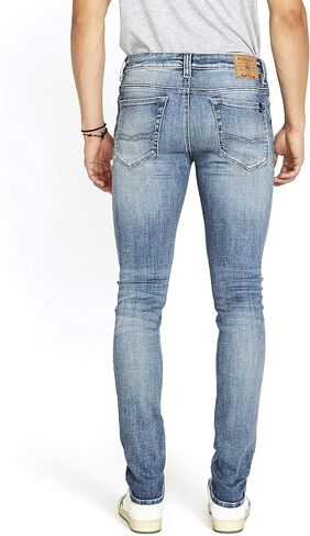 Buffalo David Bitton Men's Skinny MAX Jeans, Whiskered and Contrasted Indigo, 32W x 30L in Saudi Arabia