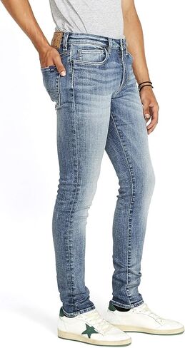 Buffalo David Bitton Men's Skinny MAX Jeans, Whiskered and Contrasted Indigo, 32W x 30L in Saudi Arabia