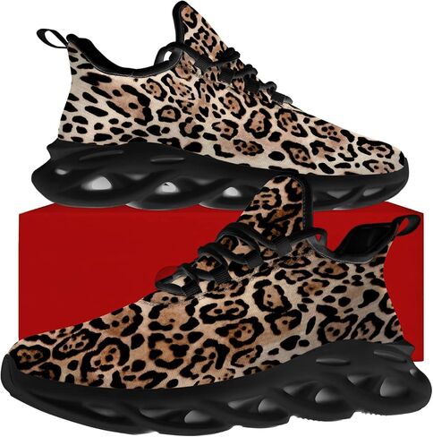Ciadoon Leopard Shoes for Men Women Road Running Shoes Walking Tennis Sneakers Athletic Jogging Shoes Gifts for Boy Girl in Kuwait