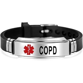 MZC Jewelry Medical Alert ID Tag Silicone Bracelet Sport Adjustable Wristband Emergency First Aid Health Alert Laser Engraved Waterproof Bracelet for Women Men