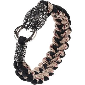 JKLDZ Viking Braided Paracord Bracelet, Vintage Stainless Steel Norse Mythology Totem Amulet Jewelry, Men Wristband Cuff Bangle (Color : Dragon, Size : 21 cm) in Saudi Arabia