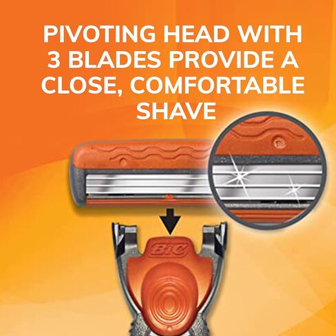 BIC Comfort 3 Hybrid Disposable Razors for Men, 1 Handle and 16 Cartridges With 3 Blades, 17 Piece Razor Kit for Men in Saudi Arabia