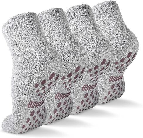 NOVAYARD Non slip Fuzzy Grip Socks Warm Fluffy Cozy Fleece Slipper Socks Winter Hospital Socks for Men Women 4 Pairs in Saudi Arabia