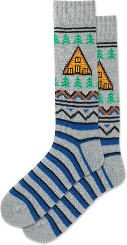 جوارب Cabin Fair Isle Boot Crew للرجال من Hot Sox، عبوة زوج واحد، Cabin Fair Isle (رمادي)، مقاس الحذاء الرجالي: 6.5-12 in Kuwait