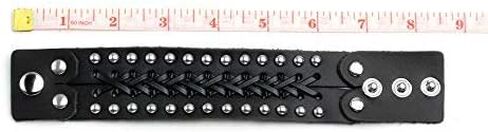 MILAKOO Wide PU Leather Mens Bangle Cuff Bracelet, Punk Rock, Fits 7" to 8.5" in Saudi Arabia