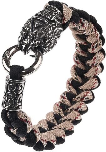 JKLDZ Viking Braided Paracord Bracelet, Vintage Stainless Steel Norse Mythology Totem Amulet Jewelry, Men Wristband Cuff Bangle (Color : Dragon, Size : 21 cm) in Saudi Arabia