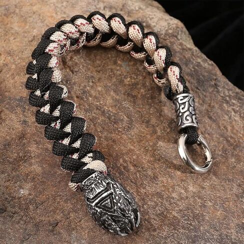 JKLDZ Viking Braided Paracord Bracelet, Vintage Stainless Steel Norse Mythology Totem Amulet Jewelry, Men Wristband Cuff Bangle (Color : Dragon, Size : 21 cm) in Saudi Arabia