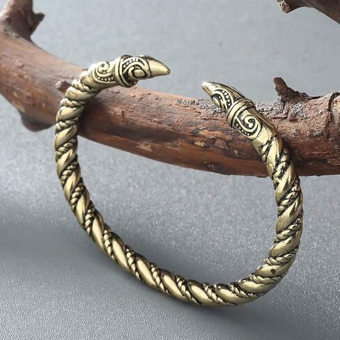 AILUOR Men's Double Head Dragon Bracelet, Norse Viking Adjustable Stainless Steel Gold Sliver Cuff Cool Polished Twisted Arm Ring Cable Bangles Pagan Jewelry in Saudi Arabia