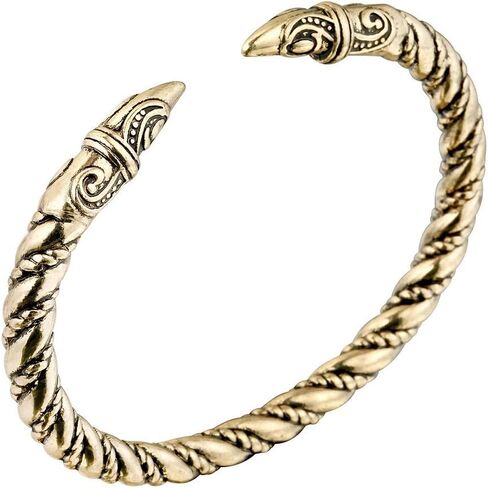 AILUOR Men's Double Head Dragon Bracelet, Norse Viking Adjustable Stainless Steel Gold Sliver Cuff Cool Polished Twisted Arm Ring Cable Bangles Pagan Jewelry in Saudi Arabia