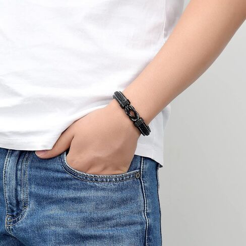 shajwo Cremation Urn Bracelet for Ashes Jewelry for Women Men Infinity Memorial Keepsake Cuff Bangle Leather Bracelet in Saudi Arabia