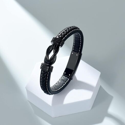 shajwo Cremation Urn Bracelet for Ashes Jewelry for Women Men Infinity Memorial Keepsake Cuff Bangle Leather Bracelet in Saudi Arabia