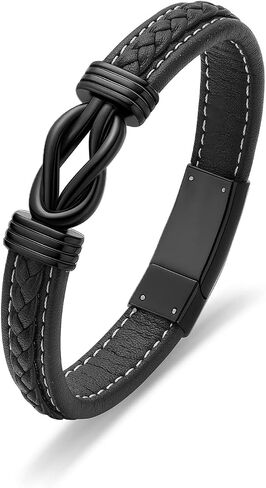 shajwo Cremation Urn Bracelet for Ashes Jewelry for Women Men Infinity Memorial Keepsake Cuff Bangle Leather Bracelet in Saudi Arabia