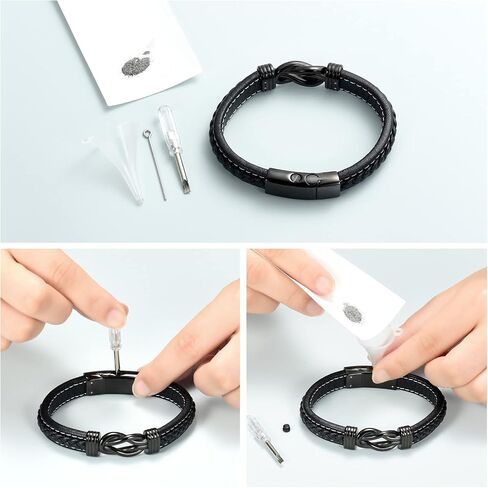 shajwo Cremation Urn Bracelet for Ashes Jewelry for Women Men Infinity Memorial Keepsake Cuff Bangle Leather Bracelet in Saudi Arabia