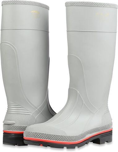 Servus MAX 15" PVC Chemical-Resistant Soft Toe Men's Work Boots, Gray, Red & Black (75122), Size 7 in Kuwait