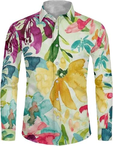 Biyejit Mens Long Sleeve Shirt, Regular Fit Casual Button Down Shirt for Men Teens Size XS-6XL in Kuwait