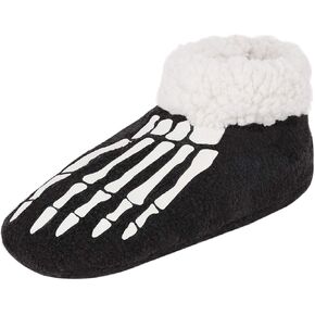 Winter Thermal Polar Fleece Lining Non-Slip Slipper Socks Luminous Foot Skeleton Printed Warm Sherpa Indoor House Slippers in Saudi Arabia