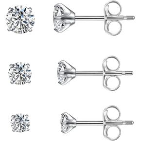 G23 Titanium Earrings Hypoallergenic 3-5mm Cartilage Earrings 3 Pairs Silver For Men Women