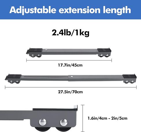 حامل دوار للأجهزة قابل للتعديل وقابل للتمديد، قاعدة عربة متنقلة مع أثاث تلسكوبي للخدمة الشاقة، حامل دوللي، قاعدة غسالة للثلاجات، مجففات، غسالات الأطباق، أشياء ثقيلة أخرى (رمادي) in Kuwait