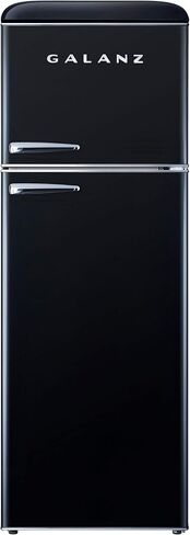 Galanz GLR12TBEEFR Refrigerator, Dual Door Fridge, Retro Blue, 12.0 Cu Ft & GLCMKZ11BER10 Retro Countertop Microwave Oven with Auto Cook & Reheat, 1.1 cu ft, Blue in Saudi Arabia
