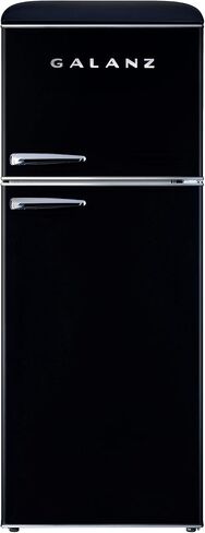Galanz GLR12TBEEFR Refrigerator, Dual Door Fridge, Retro Blue, 12.0 Cu Ft & GLCMKZ11BER10 Retro Countertop Microwave Oven with Auto Cook & Reheat, 1.1 cu ft, Blue in Saudi Arabia