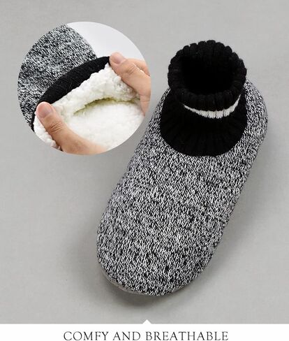 DICUIRD Slipper Socks for Mens,Fuzzy Sherpa Lined Socks with Soft Soles,Cozy Warm House Indoor Booties with Non Slip Bottoms, Mens Winter Christmas Gifts in Saudi Arabia