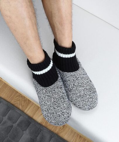 DICUIRD Slipper Socks for Mens,Fuzzy Sherpa Lined Socks with Soft Soles,Cozy Warm House Indoor Booties with Non Slip Bottoms, Mens Winter Christmas Gifts in Saudi Arabia