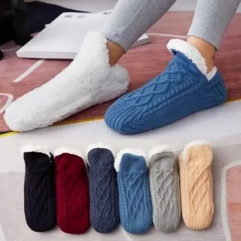 HXZDEY 6Color New Woven and Velvet House Slippers Socks for Women Men,Indoor Floor Non-Slip Thermal Home Bedroom Slippers, Soft Cozy House Socks Bye to Numbness & Edema,Pain and Swelling in Saudi Arabia