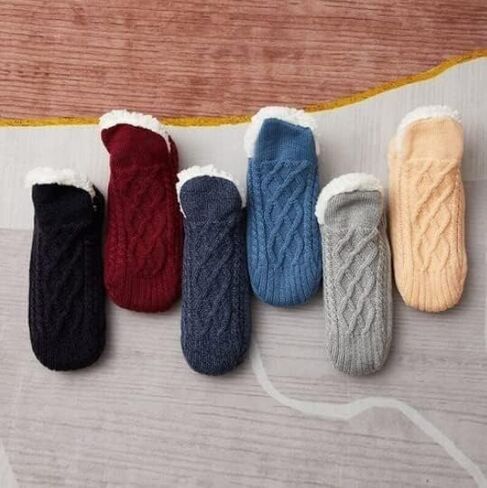 HXZDEY 6Color New Woven and Velvet House Slippers Socks for Women Men,Indoor Floor Non-Slip Thermal Home Bedroom Slippers, Soft Cozy House Socks Bye to Numbness & Edema,Pain and Swelling in Saudi Arabia