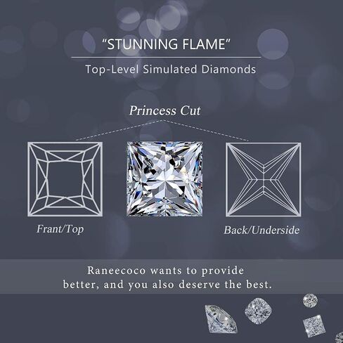 "STUNNING FLAME"18K Gold Plated Sterling Silver Princess Cut Cubic Zirconia Stud Earrings for men women in Saudi Arabia