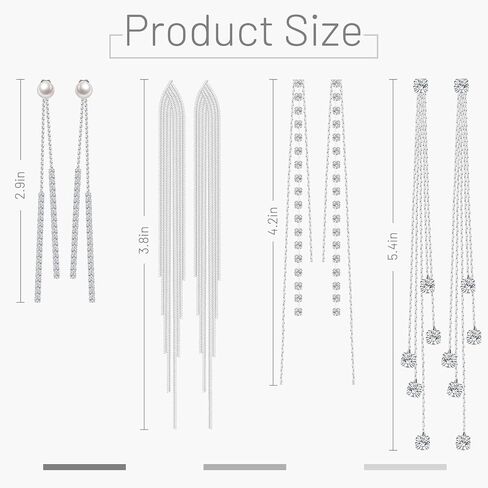 4 Pairs Long Tassel Dangle Drop Earrings Metal Chain Earrings Fake Crystal Pearl Rhinestone Earrings Wedding Formal Jewelry in Saudi Arabia
