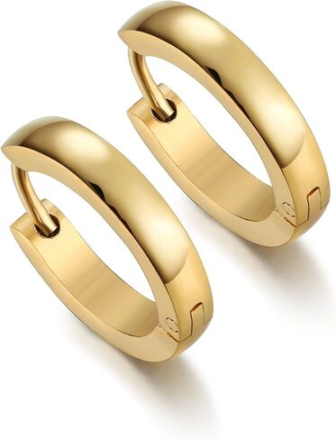 Jstyle 3Pairs Stainless Steel Mens Womens Hoop Earrings Huggie Ear Piercings Hypoallergenic 12/16/20mm in Kuwait