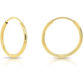 14k Yellow Gold Round Endless Hoop Earrings - 10-18mm