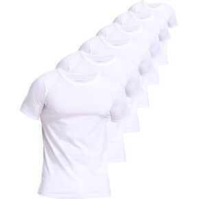 Comfneat Men's 6-Pack Invisible Enlarged Collar Undershirts 1OO Percent Cotton Comfy Crew Neck T-Shirts in Saudi Arabia