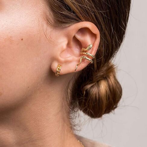 Mevecco Gold Ear Cuff Earring 18K Gold Plated Non Pierced Ear Cartilage Clip on Wrap Hoop Tiny Chunky Blod Thick Simple Minimalist Handmade Delicate Hypoallergenic Ear Cuff Fake Earrings Women Gift in Saudi Arabia