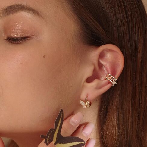 Mevecco Gold Ear Cuff Earring 18K Gold Plated Non Pierced Ear Cartilage Clip on Wrap Hoop Tiny Chunky Blod Thick Simple Minimalist Handmade Delicate Hypoallergenic Ear Cuff Fake Earrings Women Gift in Saudi Arabia