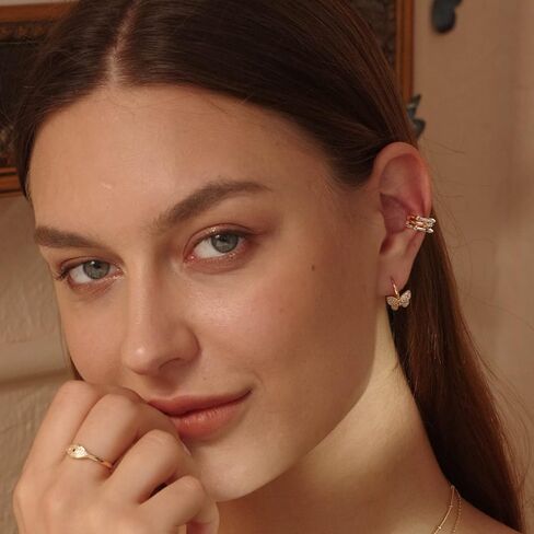 Mevecco Gold Ear Cuff Earring 18K Gold Plated Non Pierced Ear Cartilage Clip on Wrap Hoop Tiny Chunky Blod Thick Simple Minimalist Handmade Delicate Hypoallergenic Ear Cuff Fake Earrings Women Gift in Saudi Arabia