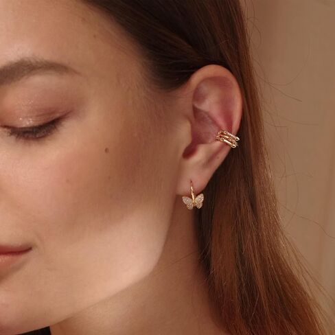 Mevecco Gold Ear Cuff Earring 18K Gold Plated Non Pierced Ear Cartilage Clip on Wrap Hoop Tiny Chunky Blod Thick Simple Minimalist Handmade Delicate Hypoallergenic Ear Cuff Fake Earrings Women Gift in Saudi Arabia