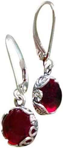 Recycled Vintage 1940's Red Beer Bottle Sterling Silver Botanical Leverback Earrings in Kuwait